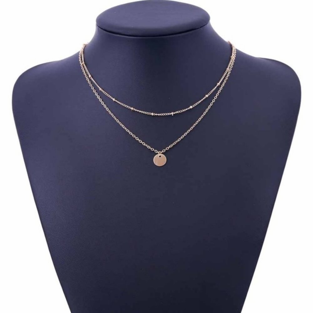Dainty Layered Coin Necklace (Gold) - Picture 2 of 7